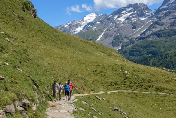 Mountain path at Engstlenalp over Engelberg on Switzerland - Foto, Imagen