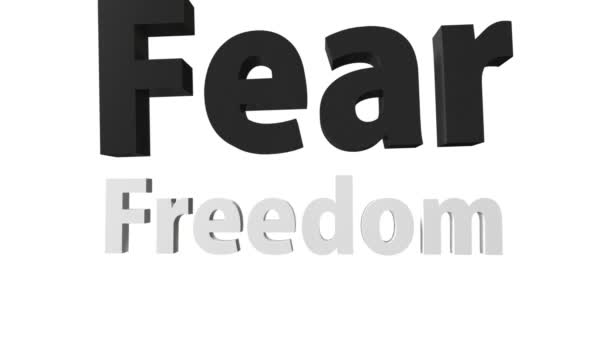 Φόβος κατά της ελευθερίας. Η πτώση του φόβου έσπασε την ελευθερία σε κομμάτια, απομονωμένα σε λευκό - Πλάνα, βίντεο