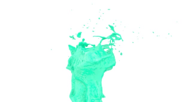 Türkiz színes Splash dinamikus szuper lassú mozgás, elszigetelt fehér.  - Felvétel, videó