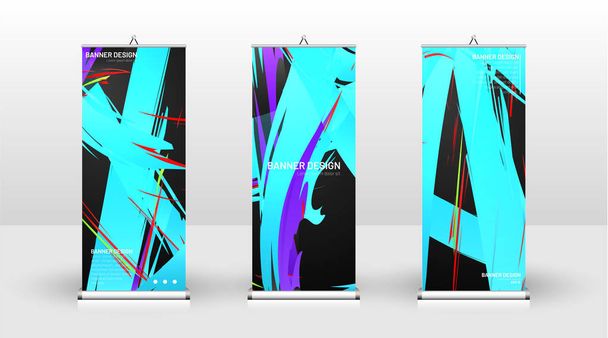 Vertical banner template design. can be used for brochures, covers, publications, etc. Colorful wave splash vector background design. - Vector, Image