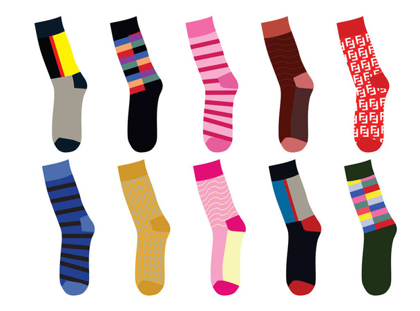 Kleurrijke set sokken. vectorillustratie - Vector, afbeelding