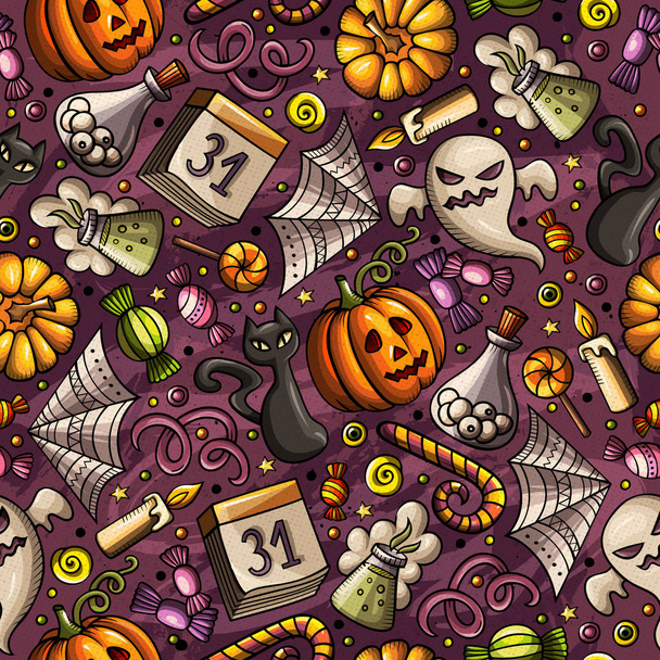 Мультфильм милый нарисованный вручную Хэллоуин безморщинистый узор
 - Фото, изображение