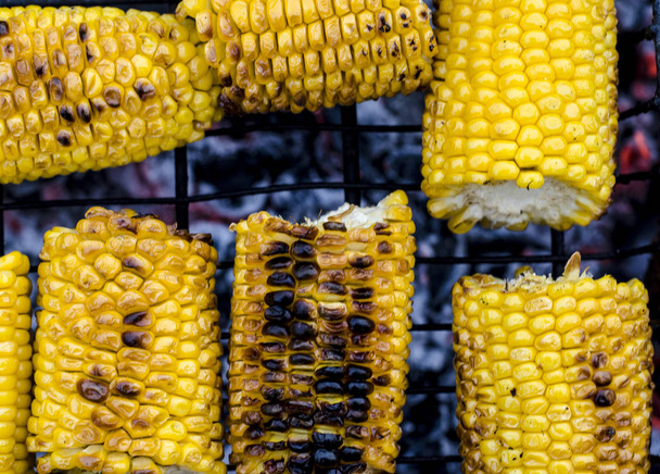 roasted sweet corns on the bbq grill - Photo, Image