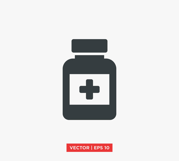 Medicine Bottle Icon Vector Illustration - Vector, Image