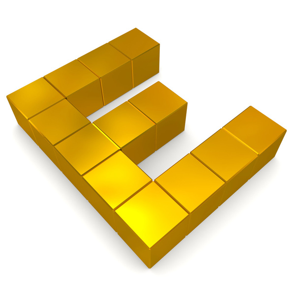 letter E cubic golden - Fotó, kép