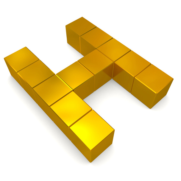 letter H cubic golden - Fotó, kép