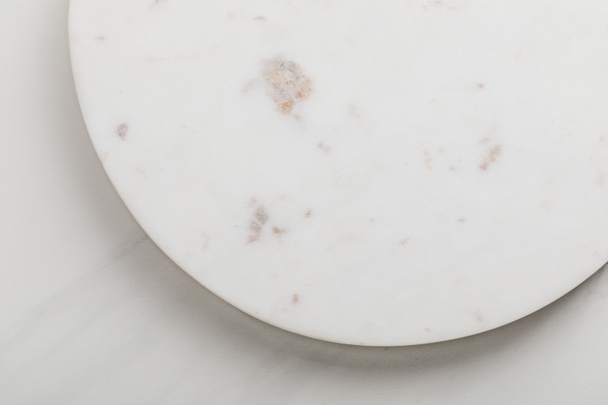 Empty clean round marble surface on white background - Fotoğraf, Görsel