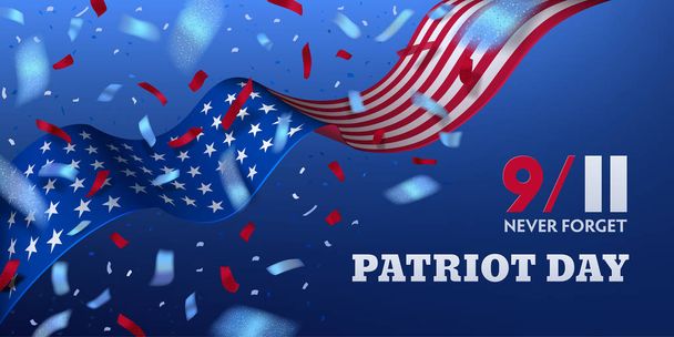 USA Patriot day horizontal banner - Vector, Image