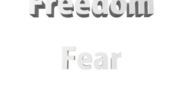 Freiheit statt Angst. Die fallende Freiheit zertrümmerte die Angst, isoliert auf weiß - Filmmaterial, Video