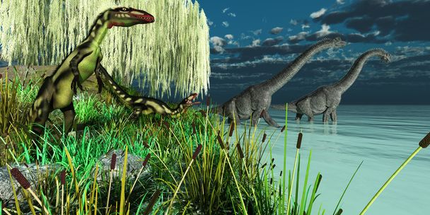 Dinosaurios Brachiosaurus y Dilong
 - Foto, imagen