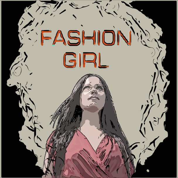 Vector Design with the beautiful young woman fashion look - Vector, Image