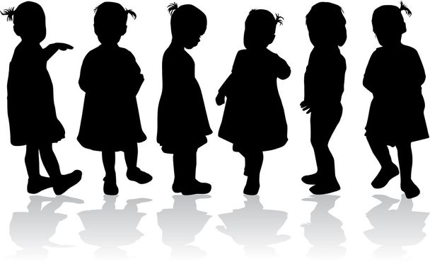 Silhouettes of children - Vector, Image