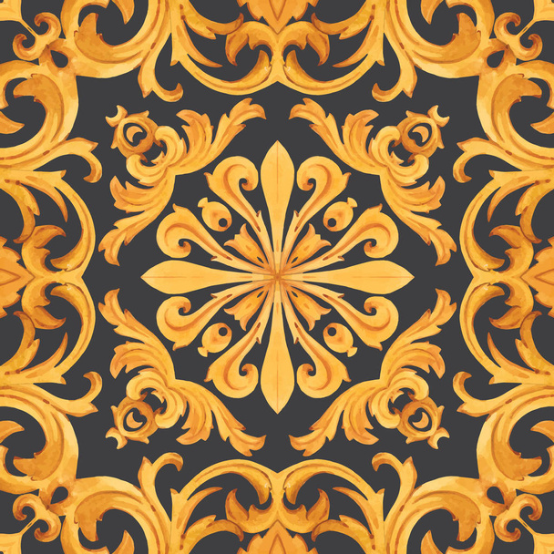 Golden baroque rich luxury vector pattern - Vecteur, image