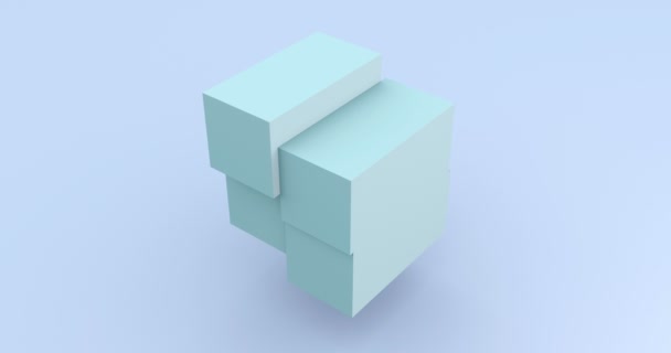 Licht blauwe kubus roterende 3D-beelden - Video