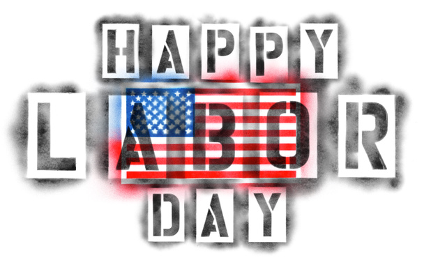 Американський прапор США і щасливий день праці текст у Paint трафарети ISO - Фото, зображення