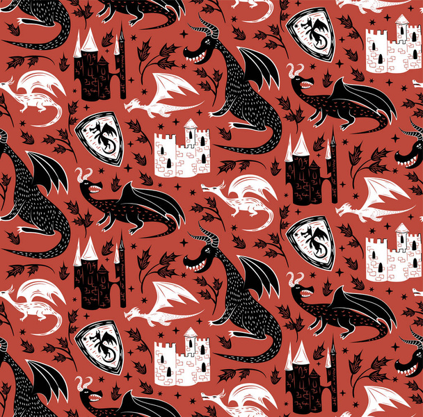 Dragon pattern seamless design illustration - Vektor, kép