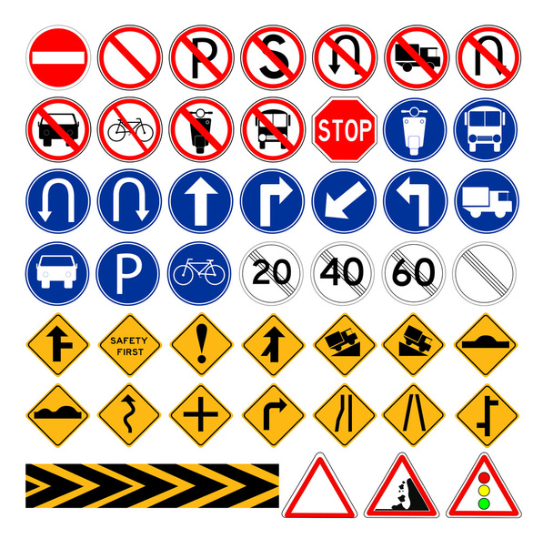 Set of Simple Traffic Sign - Vector, Image
