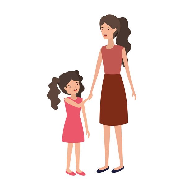 woman with daughter avatar character - Vector, Image