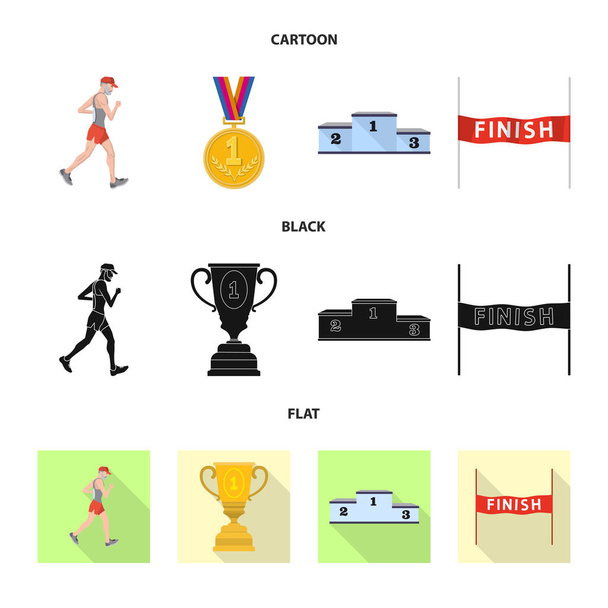 Vector illustration of sport and winner symbol. Set of sport and fitness vector icon for stock. - Vector, Image