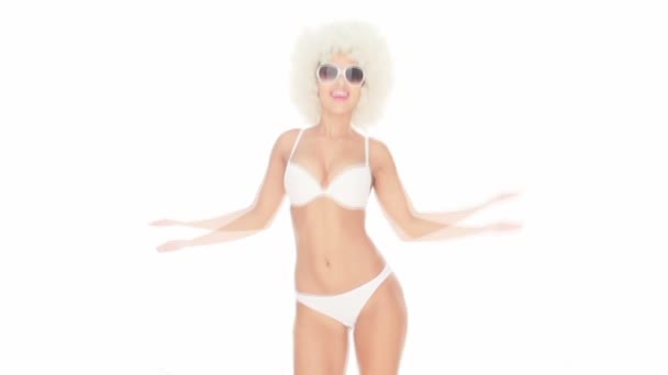 Beautiful sexy woman in a bikini dancing - Footage, Video