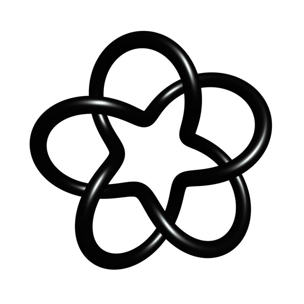 Fekete-Torus-Knot-penthagram-elszigetelt-on-fehér-lehet-használt-as-a-l - Fotó, kép