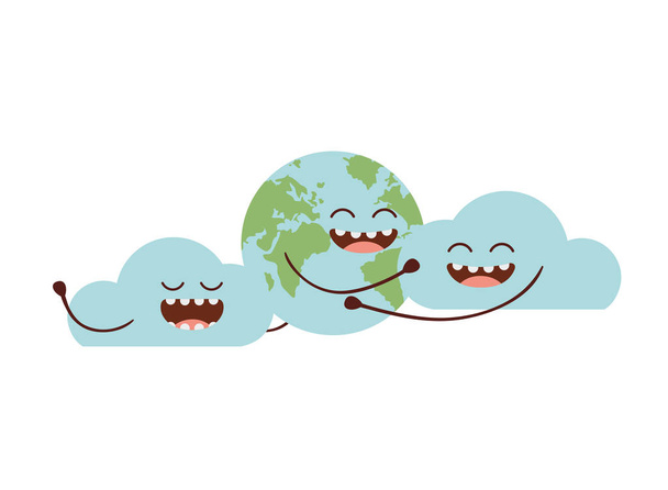 Planet Erde kawaii isolierte Ikone Vektor Illustration - Vektor, Bild