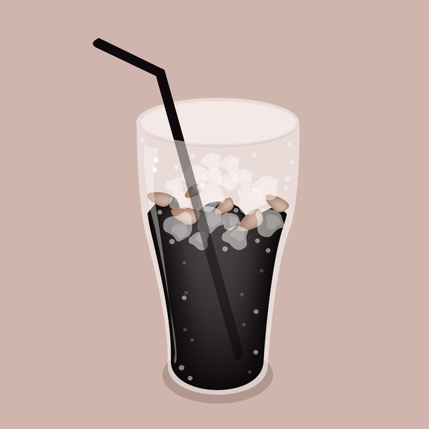 Iced Coffee or Cola Drink on Brown Background - Vector, Image