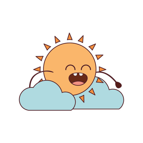 sugárzó nap kawaii elszigetelt ikon - Vektor, kép