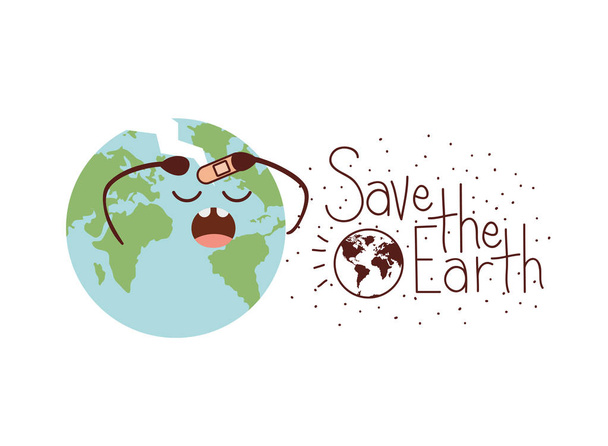 save the earth label icon - Vector, Image