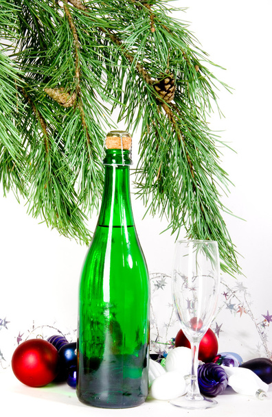 Christmas composition with champagne - Photo, Image