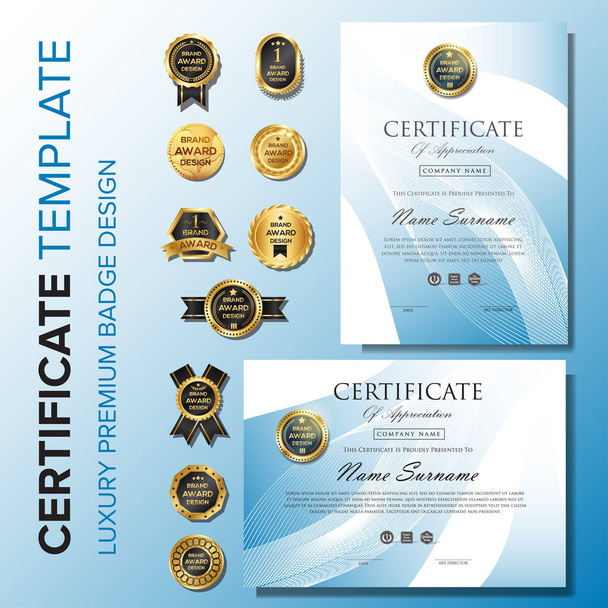 Modern certificate design with badge - Vector, Image