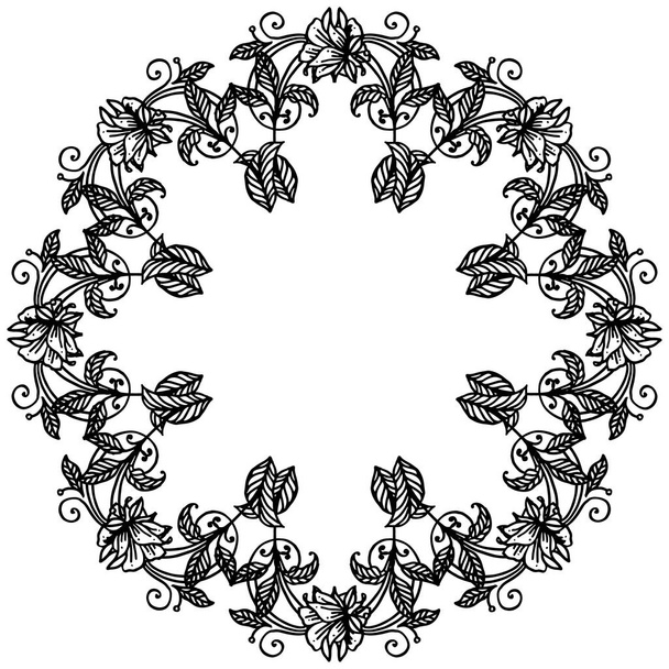Бесшовный узор из листьев цветочная рамка, дизайн изолирован на белом фоне. Вектор
 - Вектор,изображение