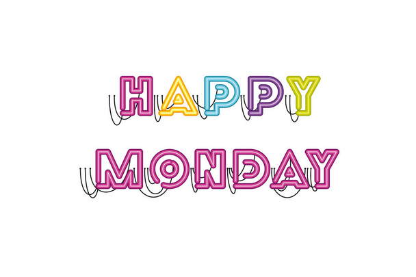 etiqueta feliz segunda-feira no ícone de luz de néon
 - Vetor, Imagem
