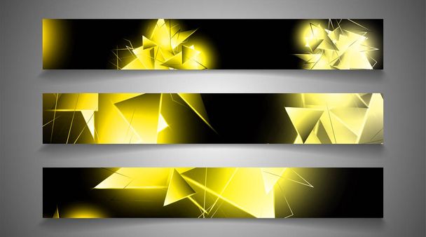 Bannersammlung. abstrakter Hintergrund mit leuchtenden Golddreiecken, die sich überlappen. isolierter schwarzer Hintergrund. Vektor-Illustration von Folge 10 - Vektor, Bild