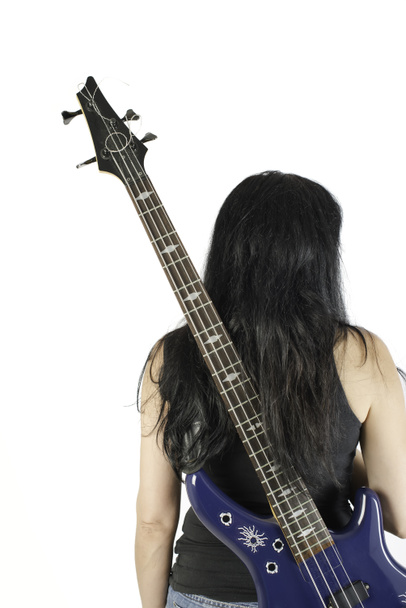 Woman with bass guitar - Photo, Image