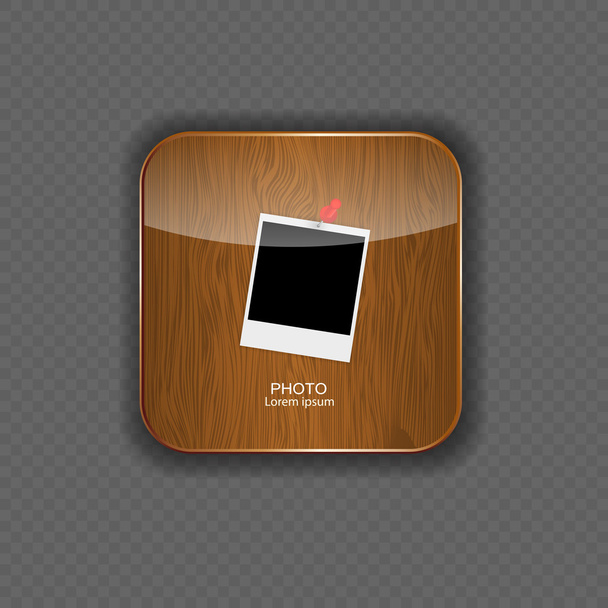 写真を木製のアプリケーションのアイコン ベクトル イラスト - ベクター画像