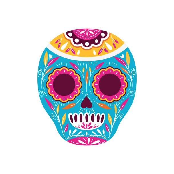 mexican skull isolated icon - Vector, Image