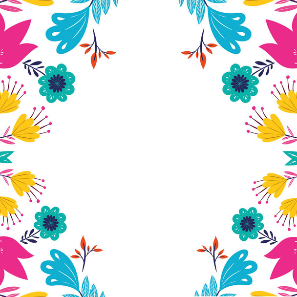 pattern colorful flowers isolated icon - Vector, Image