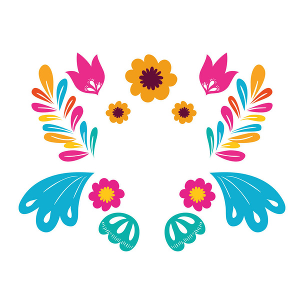 garland with flowers and leafs isolated icon - Vektori, kuva