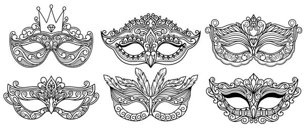 Set tradition avec masque de carnaval accessoire sur le fond pour la conception de concept.Décoration fête design élégant fête
.  - Vecteur, image