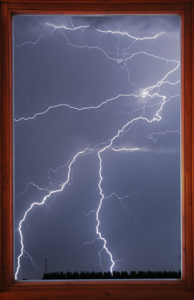 Lightning through window - Photo, Image
