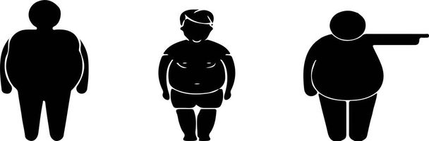 白い背景に太った人々のアイコン - ベクター画像