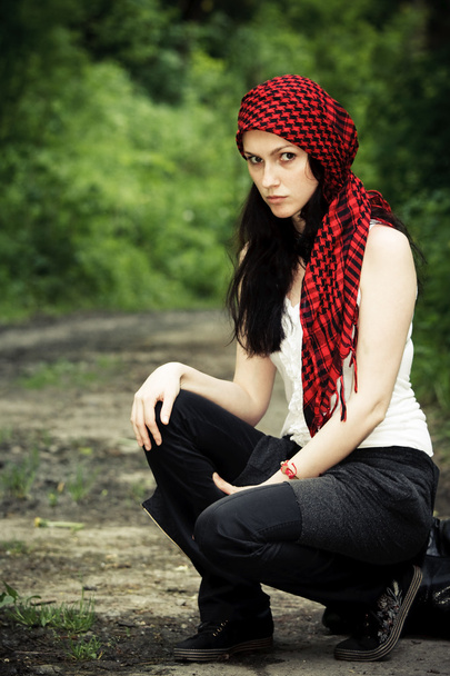 Girl in a red kerchief - Fotó, kép