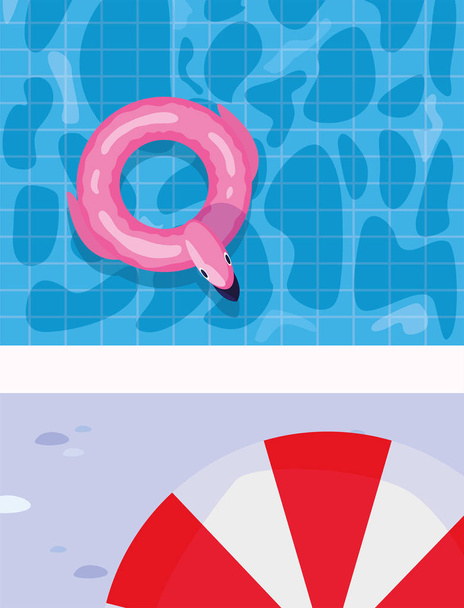 Cartoon teddy bear swimming on pool ring donut vector image on VectorStock