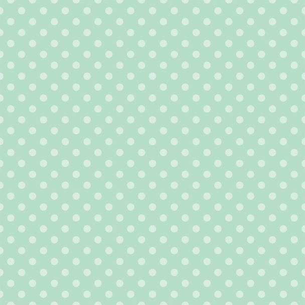 Seamless vector pattern with light green polka dots on a retro vintage mint green background. - Vector, Image