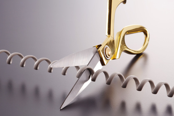 scissors cutting phone cord - Foto, imagen