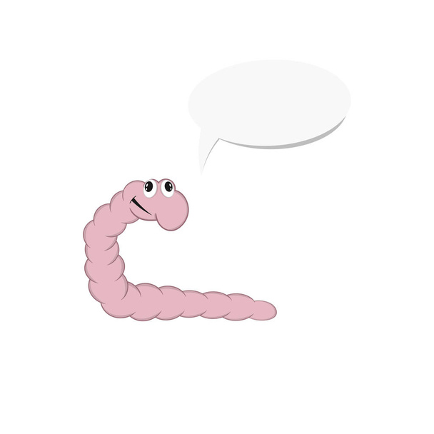 El pequeño gusano rosado de dibujos animados muestra una emoción de consideración. Elemento aislado para el diseño
. - Vector, imagen