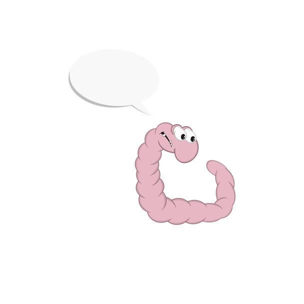 Malý kreslený růžový červ vykazuje pocity překvapení. Izolovaný prvek pro návrh. - Vektor, obrázek