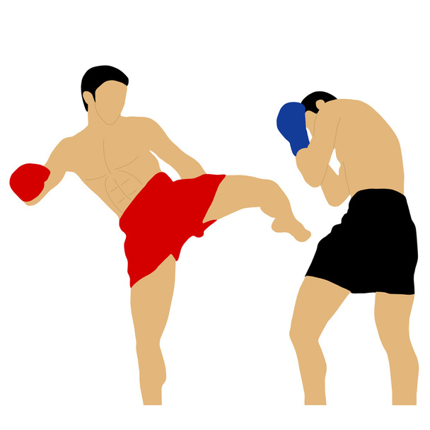 Deux boxeurs se battant avec un grand coup de pied
 - Vecteur, image
