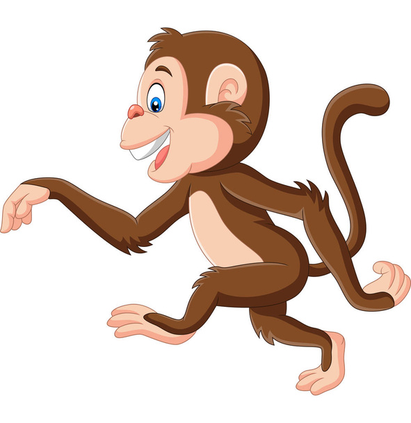 Vektoros illusztráció Cartoon vicces majom séta a fehér háttér - Vektor, kép